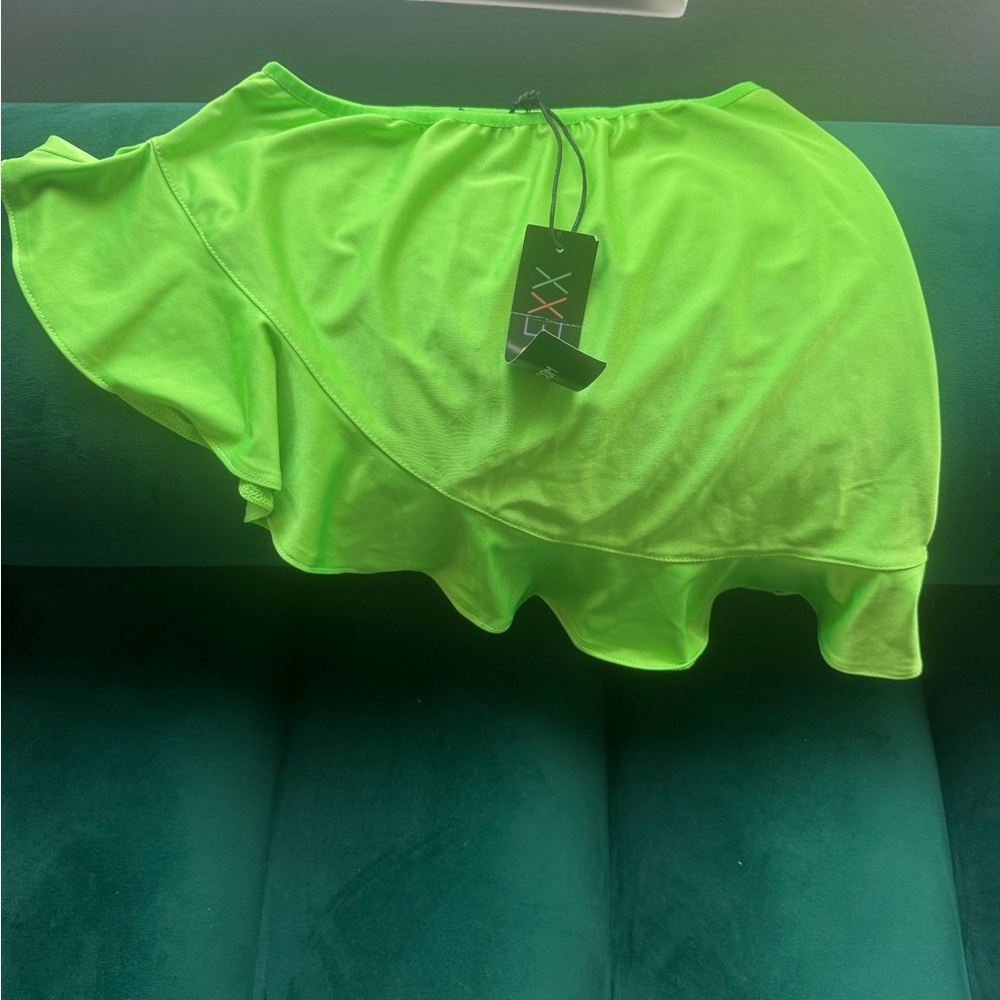 Vibrant Green Ruffle Skirt